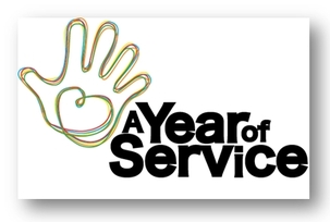 Le logo pour « Une année de service », un programme patronné par le gouvernement du Royaume-Uni et destiné à illustrer le principe du service désintéressé aux autres, ainsi qu’à promouvoir la collaboration entre les neuf principales communautés religieuses du Royaume-Uni.