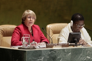 Michelle Bachelet, directrice exécutive d’ONU Femmes, a prononcé le discours d’introduction à la 56eme session de la Commission de la condition de la femme qui s’est déroulé du 27 février au 9 mars 2012 aux Nations unies à New York.