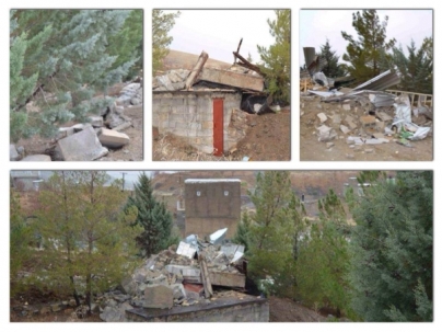 Parties détruites du cimetière bahá’í à Sanandaj en Iran