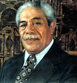 Un portrait de son Altesse Susuga Malietoa Tanumafili II, réalisé par Duffy Sheridan à l’occasion du 25ième anniversaire de l’indépendance des îles Samoa. © Duffy Sheridan, reproduit ici avec son autorisation.