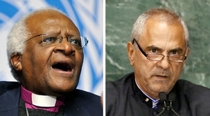 Deux lauréats au prix Nobel – Desmond Tutu, l’archevêque honoraire anglican de Cap Town et José Ramos-Horta, président du Timor oriental – se sont joints au tollé mondial contre la persécution à laquelle font face les enseignants bahá’ís en Iran. ( crédits photos : à gauche photo ONU/Jean-Marc Ferre ; à droite photo ONU/Ky Chung)