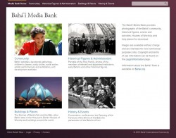 Page d’accueil du site Baha’i Media Bank