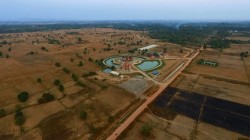 Vue aérienne de la maison d’adoration bahá’íe locale à Battambang, au Cambodge. 