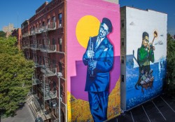 Deux nouvelles peintures murales de Dizzy Gillespie ont été récemment réalisées à Harlem dans le cadre de L’éducation n’est pas un crime, une campagne d’arts de la rue qui vise à sensibiliser aux droits de l’homme en Iran.