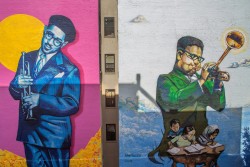 Ces deux nouvelles peintures murales à Harlem ont été réalisées pour célébrer le centième anniversaire de la naissance de Dizzy Gillespie en octobre 1917.