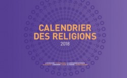 La couverture de la 6e édition du calendrier interreligieux de Strasbourg reprend la rosace formée par les symboles des 8 religions du calendrier.