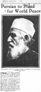 Bref rapport publié dans le « Boston Post » du 23 août 1912 notant l’intention de ʻAbdu’l-Bahá de s’exprimer sur le problème urgent de la paix.