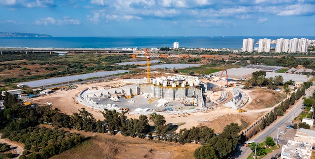 Vue aérienne du site depuis le nord-est.