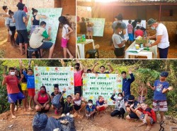 Les jeunes ont créé des panneaux et les ont placés près de la rivière, encourageant les gens à ne pas jeter de détritus dans cette zone.