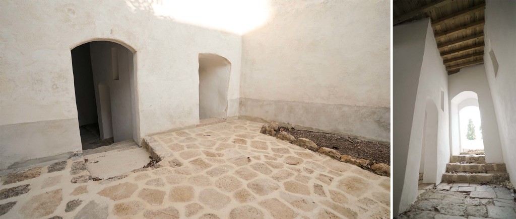 Au fond de la cour, les travaux de terrassement ont permis de découvrir un escalier descendant vers la cuisine qui, selon l’usage de l’époque, se trouvait à l’extérieur. Un toit en bois a également été construit pour la cuisine.