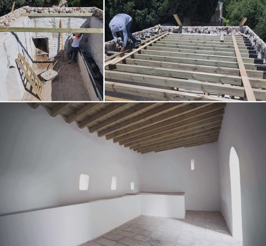 Dans les écuries, un toit en bois a été construit, les murs ont été renforcés et le sol a été restauré.