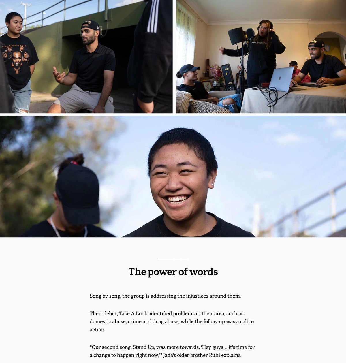 Dans un article intitulé The struggle for their streets (La lutte pour leurs rues), l’Australian Broadcasting Corporation (ABC) a mis en évidence la vie communautaire dynamique qui prend forme dans un quartier de Sydney à travers des réunions de prière, de discussion et de musique, qui ont donné lieu à une initiative qui produit des chansons exprimant les plus hautes aspirations des jeunes pour leur société.
