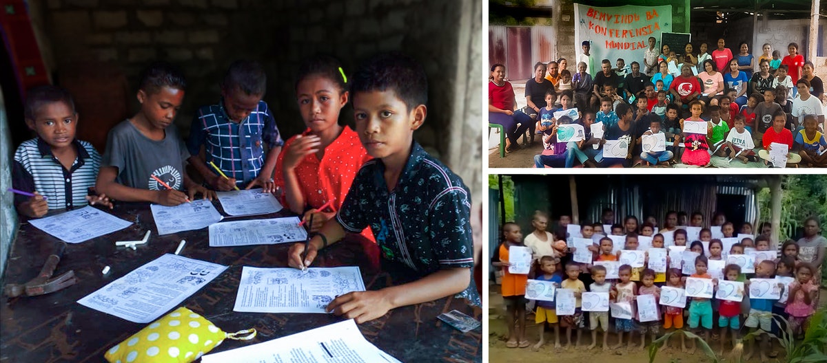 Participants à l’une des trois conférences tenues jusqu’à présent à Oecusse, au Timor-Leste. Cette conférence a été organisée par un groupe de jeunes femmes récemment rentrées du rassemblement national à Dili. Parmi les participants se trouvait le chef du village qui a apprécié le rassemblement, déclarant : « J’espère que beaucoup plus de personnes de mon village participeront aux activités bahá’íes qui favorisent le bien-être de la société. »