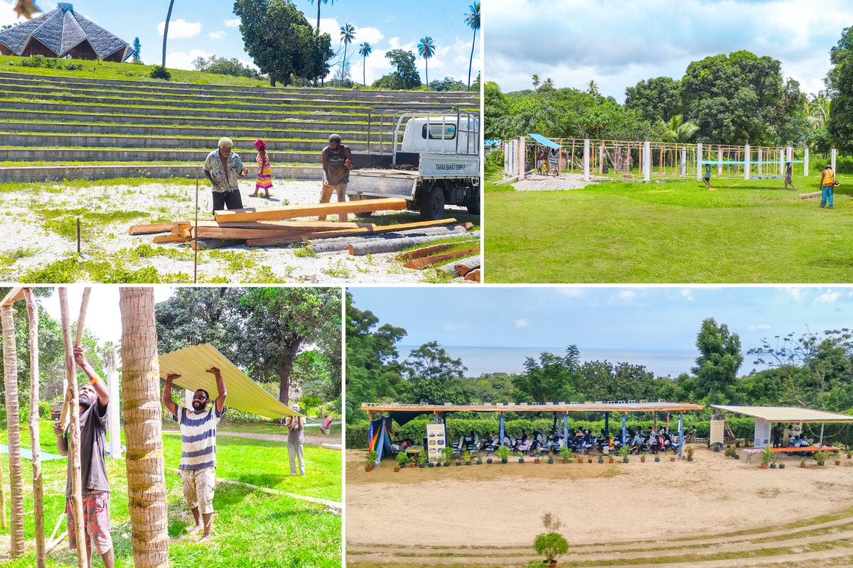 Les bahá’ís de Tanna, au Vanuatu, ont construit un espace de réunion pour le rassemblement national sur le terrain de la maison d’adoration bahá’íe récemment ouverte.