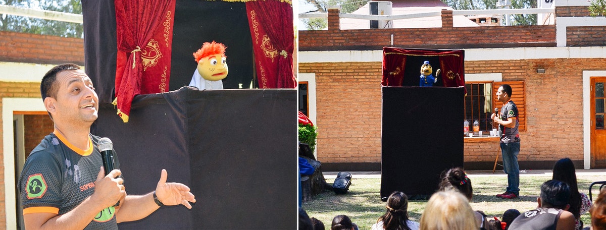 Lors d’un rassemblement en Argentine, un spectacle de marionnettes sur la gestion de la planète a décrit la relation entre l’humanité et la nature.