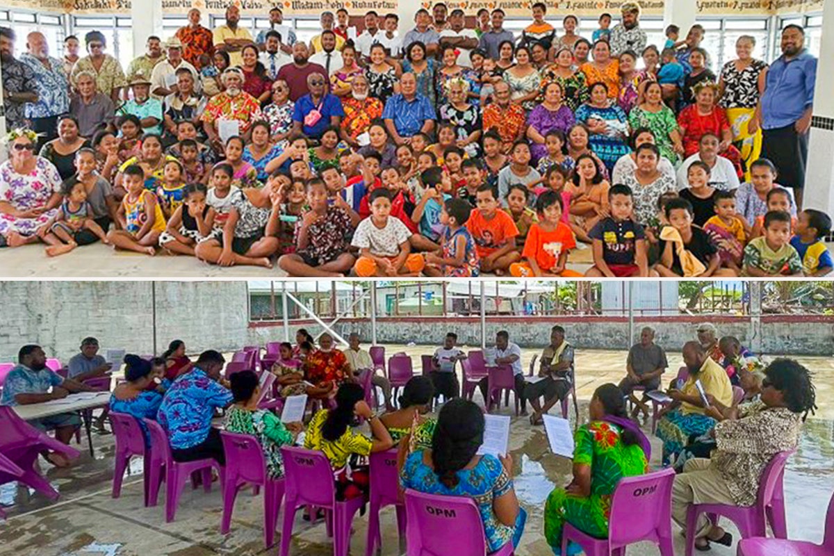 Participants à la première conférence à Tuvalu, qui s’est tenue dans la capitale, Funafuti. Les jeunes ont joué un rôle clé dans ce rassemblement de trois jours, qui a réuni quelque 200 personnes.