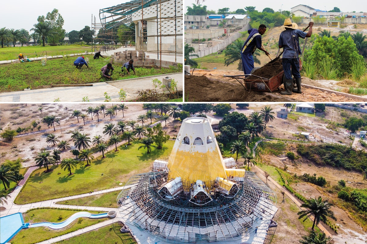 Les travaux d’aménagement paysager sur le terrain du temple progressent. Le terrain sera agrémenté de fleurs provenant de pépinières locales de Kinshasa.