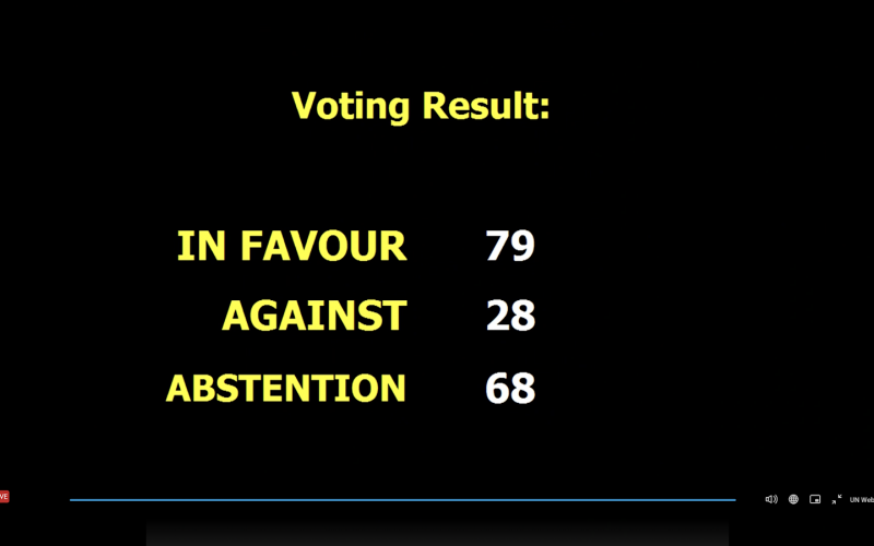 Après la clôture du vote, le Panama a enregistré une 80e voix favorable.