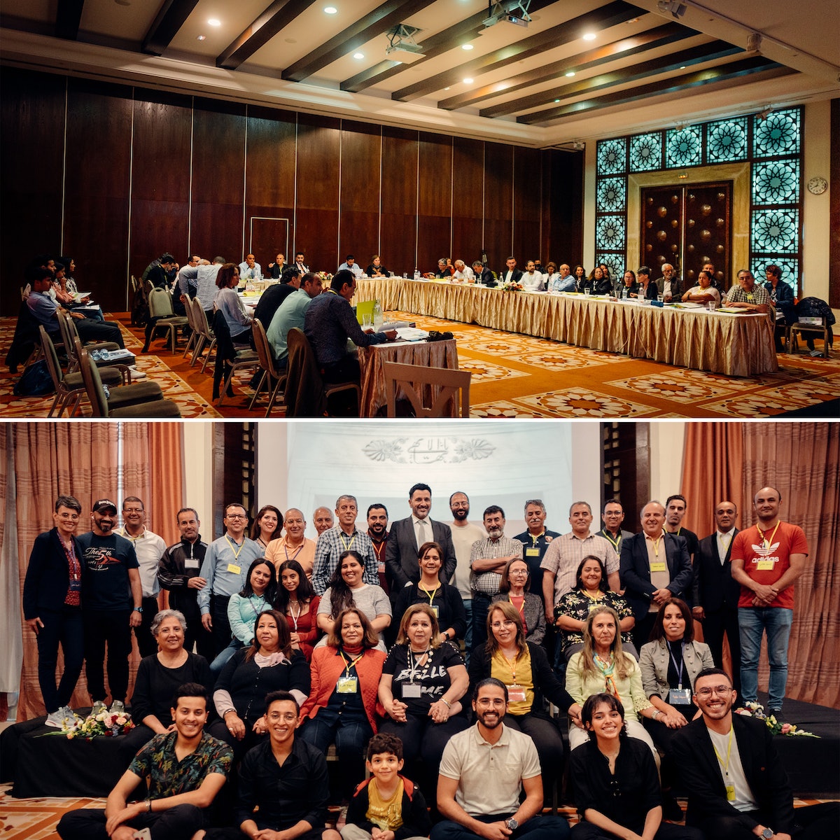 Les délégués et d’autres participants à la convention nationale des bahá’ís de Tunisie.