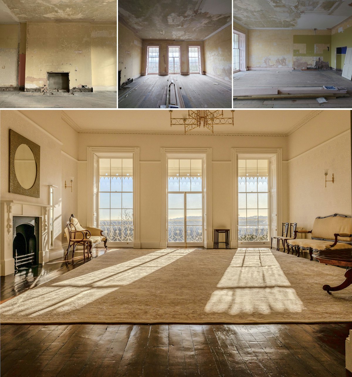 Photos de la restauration de la salle où ‘Abdu’l-Bahá a donné des conférences publiques.