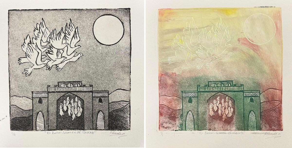 Un artiste des États-Unis a créé ces gravures en taille-douce – une technique de gravure – en l’honneur des 10 femmes bahá’íes de Chiraz.